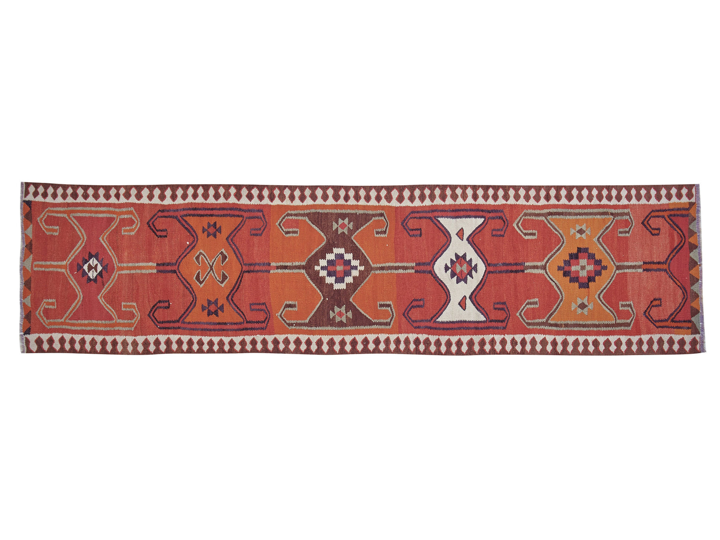 Turkish Kilim Runner Rug, Vintage Handmade Runner Rug, Oushak Eclectic Runner Rug, Anatolia Rug, Bohemian Rug, Runner Rug 3x11, 11322