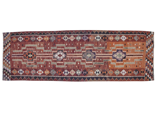 Handmade Antique Runner Rug, Vintage Oushak Runner Rug, Turkish Eclectic Runner Rug, Bohemian Rug, Kilim Runner Rug, Rug Runner 3x10, 11321