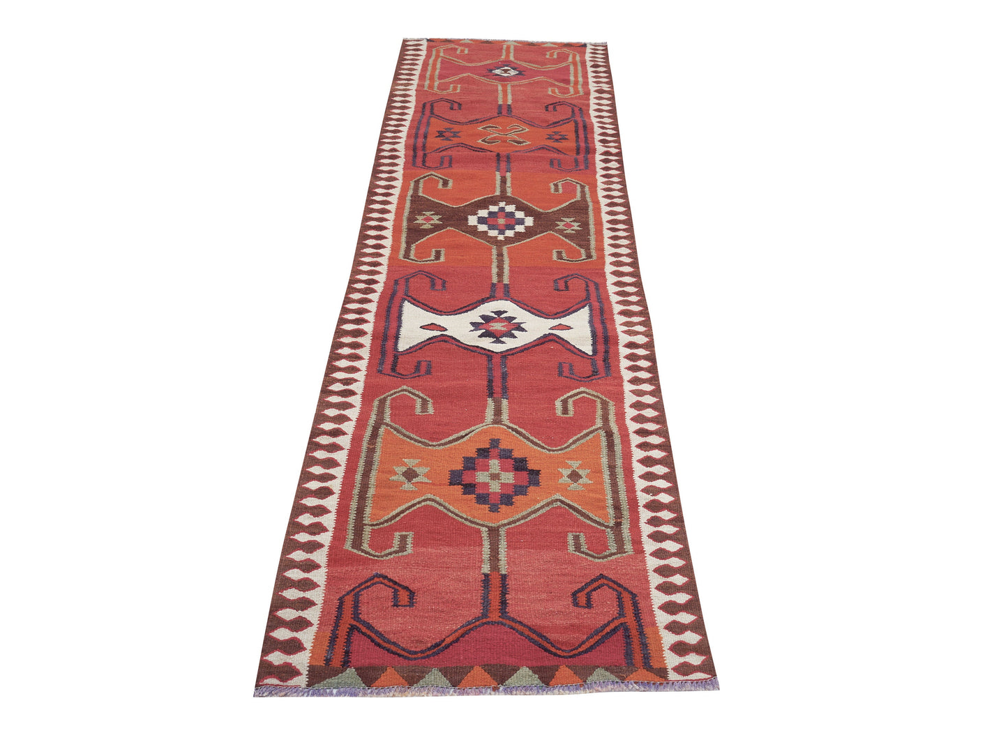 Turkish Kilim Runner Rug, Vintage Handmade Runner Rug, Oushak Eclectic Runner Rug, Anatolia Rug, Bohemian Rug, Runner Rug 3x11, 11322