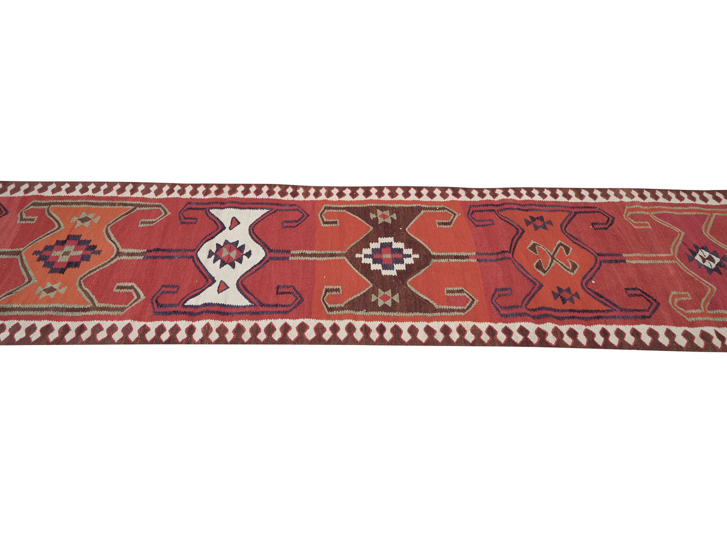 Turkish Kilim Runner Rug, Vintage Handmade Runner Rug, Oushak Eclectic Runner Rug, Anatolia Rug, Bohemian Rug, Runner Rug 3x11, 11322