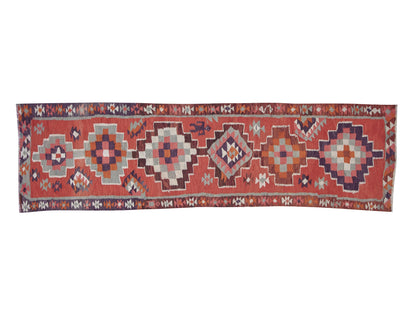Rug Runner 3x10, Vintage Ouashak Runner Rug, Turkish Kilim Runner Rug, Hallway Runner, Anatolia Rug, Handmade Eclectic Runner Rug, 11305