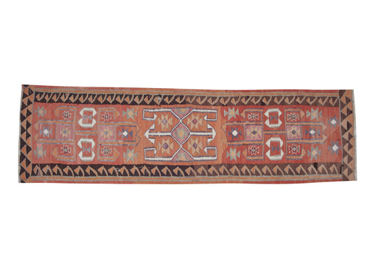 Kilim Runner Rug, Rug Runner 3x11, Turkish Handmade Runner Rug, Oushak Antique Runner Rug, Vintage Kilim Runner Rug, Hallway Runner, 11304