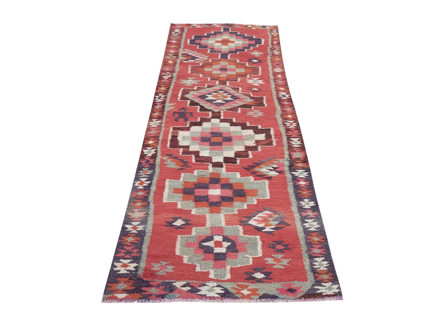 Rug Runner 3x10, Vintage Ouashak Runner Rug, Turkish Kilim Runner Rug, Hallway Runner, Anatolia Rug, Handmade Eclectic Runner Rug, 11305