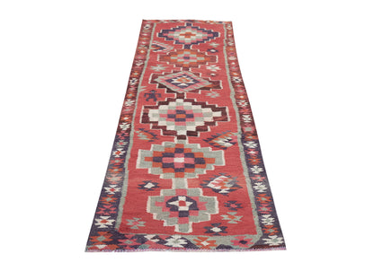 Rug Runner 3x10, Vintage Ouashak Runner Rug, Turkish Kilim Runner Rug, Hallway Runner, Anatolia Rug, Handmade Eclectic Runner Rug, 11305
