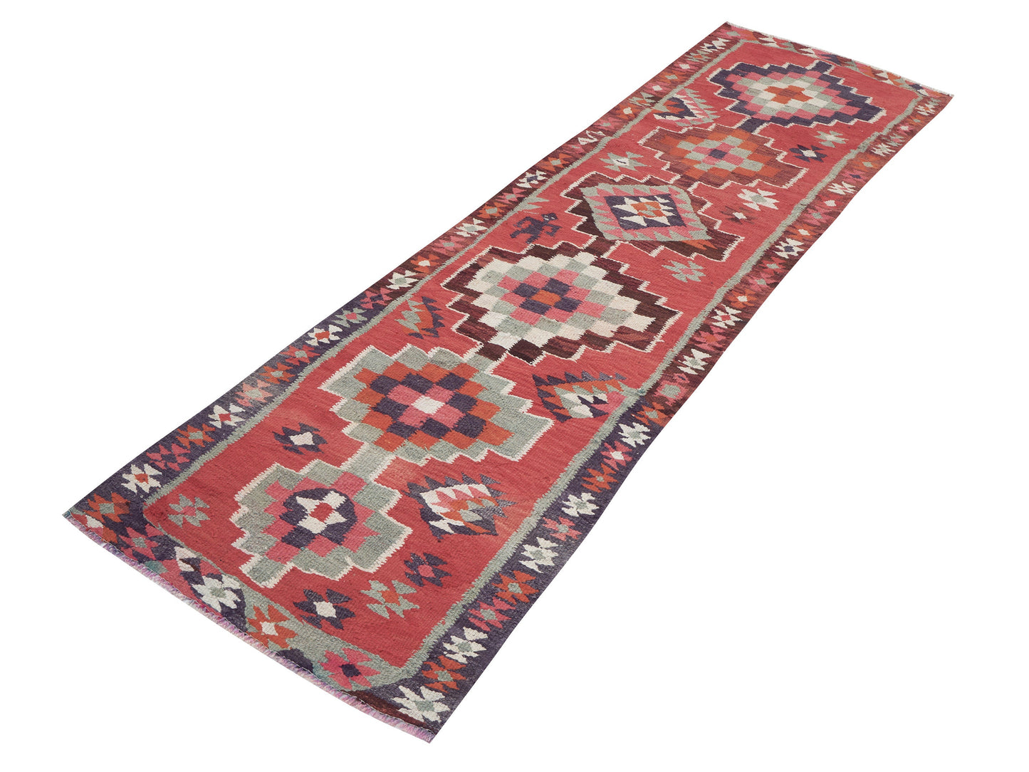 Rug Runner 3x10, Vintage Ouashak Runner Rug, Turkish Kilim Runner Rug, Hallway Runner, Anatolia Rug, Handmade Eclectic Runner Rug, 11305