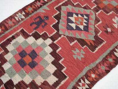 Rug Runner 3x10, Vintage Ouashak Runner Rug, Turkish Kilim Runner Rug, Hallway Runner, Anatolia Rug, Handmade Eclectic Runner Rug, 11305