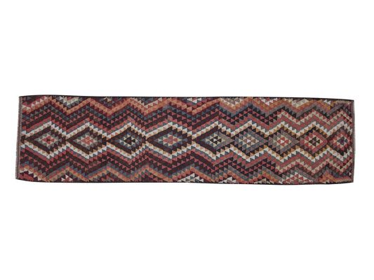 Turkish Vintage Runner Rug, Handmade Eclectic Runner Rug, Oushak Runner, Kilim Runner, Kitchen Runner, Bohemian Rug, Runner Rug 3x12, 11416