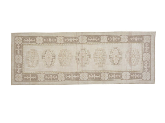 Vintage Oushak Runner Rug, Turkish Unique Runner Rug, Handmade Runner Rug, Carpet Runner,Neutral Rug, Hallway Runner, Rug Runner 4x10, 12516