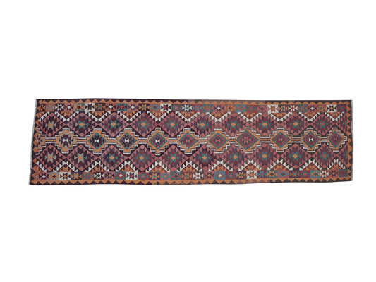Kilim Runner Rug, Runner Rug 3x11, Turkish Oushak Runner Rug, Handmade Antique Runner Rug, Anatolia Rug, Vintage Runner, Bohemian Rug, 11420
