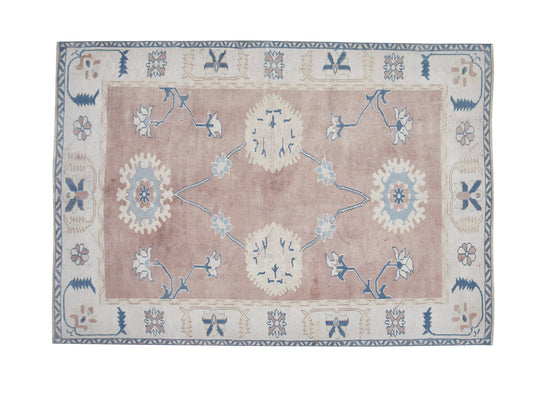 Vintage Oushak Rug, Handmade Area Rug, Turkish Eclectic Rug, Office Rug, Turkey Rug, Rug 5x7, Bohemian Rug, Vintage Carpet, 12438