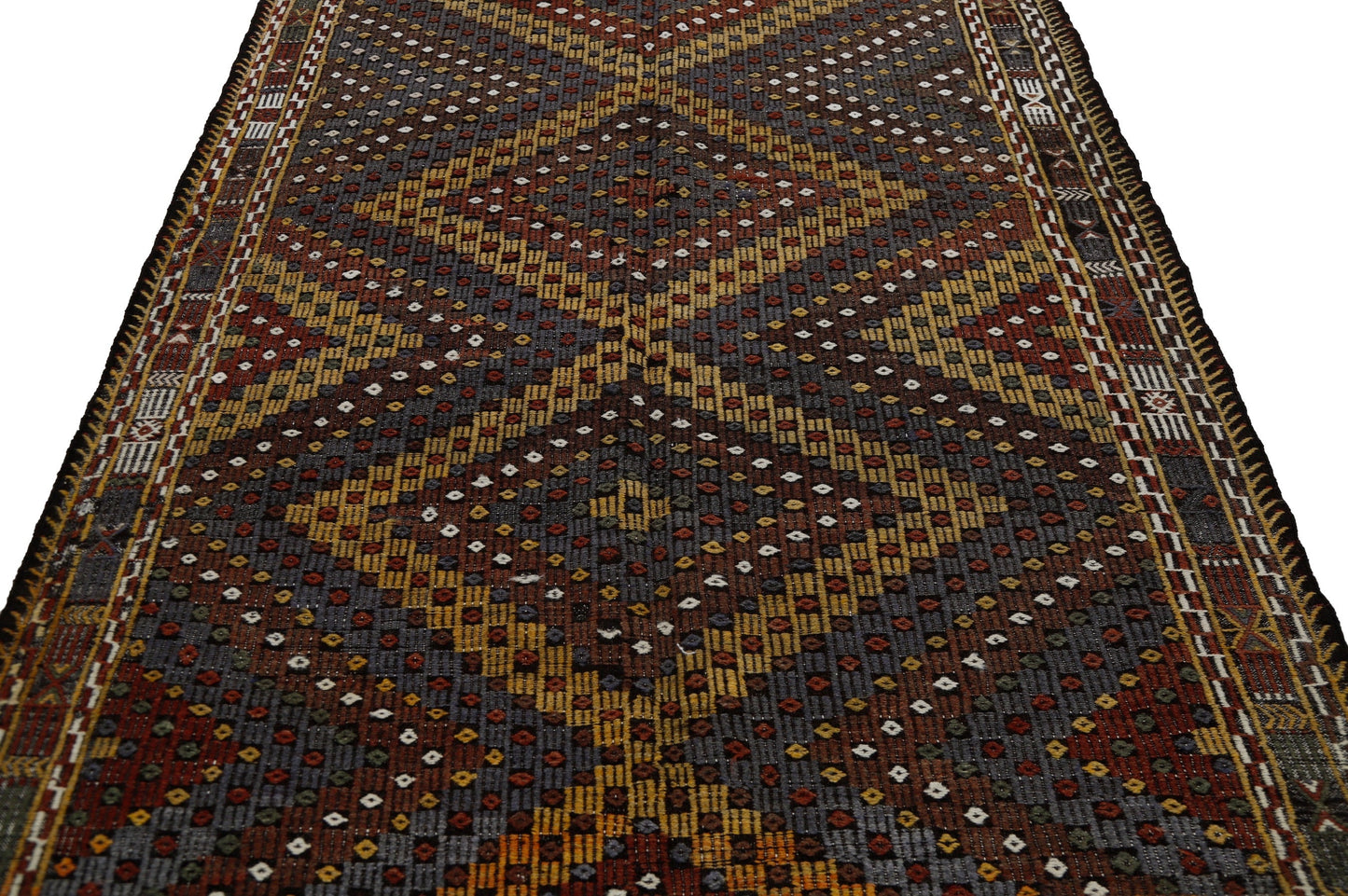 Blue Turkish Kilim, Vintage Kilim, Handmade Plaid Area Rug, Turkish Rug, Rug Kilim, Living Room Rug,  Turkish Kilim Rug, Kilim Rug 6x9, 8054