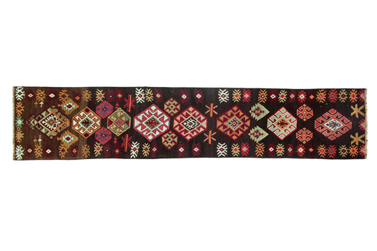 Floral Long Carpet Rug Runner, 3x14 Runner rug, Turkish runner, Oushak Runner, Vintage Runner, Entryway rug, Hallway rug, 6445