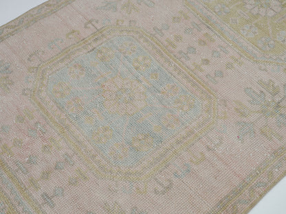 Turkish Vintage Runner Rug, Oushak Runner, Handmade Antique Runner Rug, Rug Runner, Carpet Runner, Hallway Runner, Runner Rug 3x12, 12403