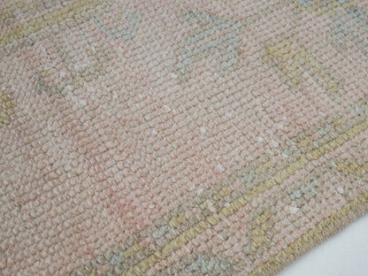 Turkish Vintage Runner Rug, Oushak Runner, Handmade Antique Runner Rug, Rug Runner, Carpet Runner, Hallway Runner, Runner Rug 3x12, 12403