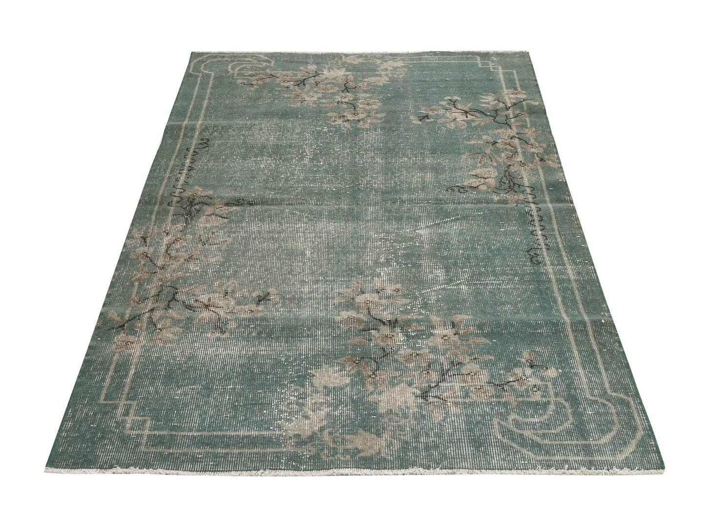 Floral Vintage Rug , Anatolian Oushak Handmade rug , Turkish Area rug 4x7, Antique rug, Neutral rug, Carpet rug, 8756