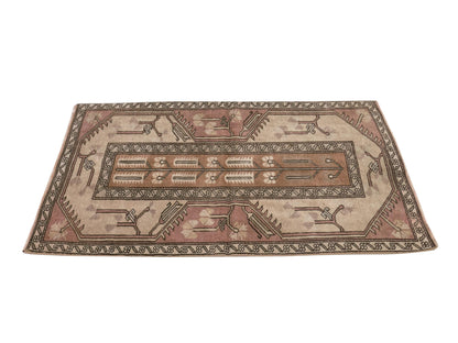 Entryway Vintage rug , Small Oushak rug, Door mat 3x4 rug, Turkish Anatolian rug, Handmade rug, Antique rug, Bath mat rug,Neutral rug , 8639