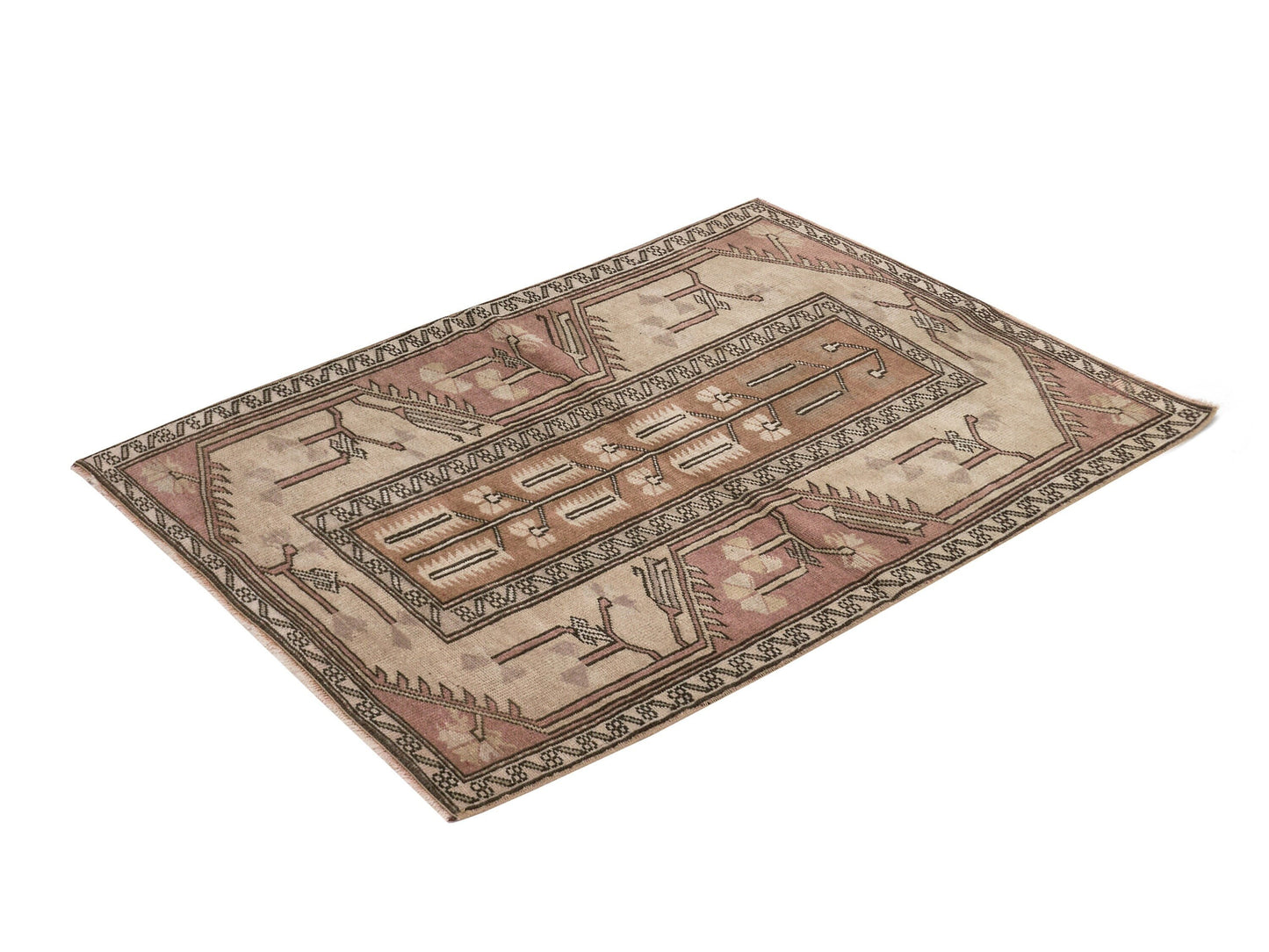 Entryway Vintage rug , Small Oushak rug, Door mat 3x4 rug, Turkish Anatolian rug, Handmade rug, Antique rug, Bath mat rug,Neutral rug , 8639