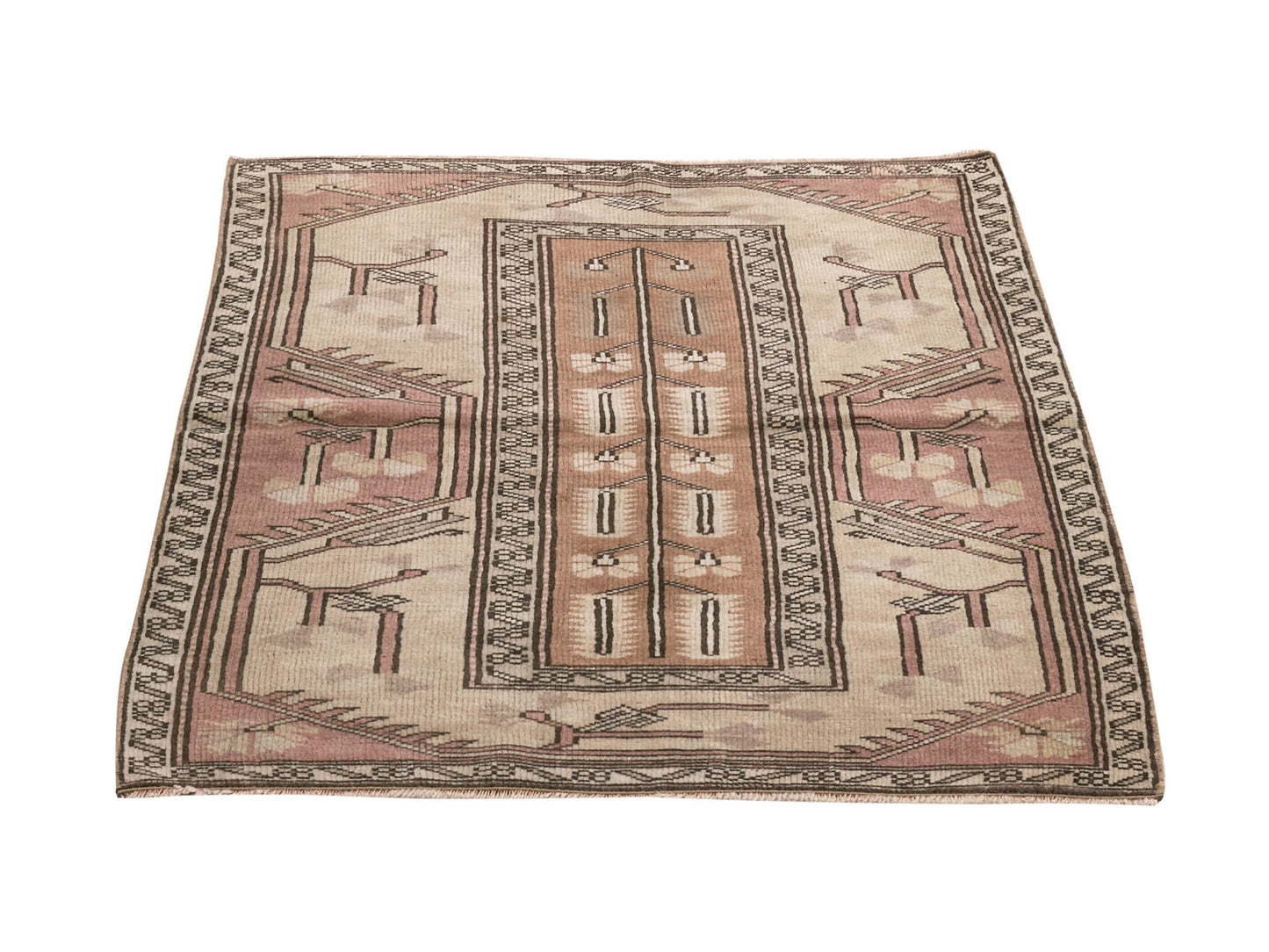 Entryway Vintage rug , Small Oushak rug, Door mat 3x4 rug, Turkish Anatolian rug, Handmade rug, Antique rug, Bath mat rug,Neutral rug , 8639