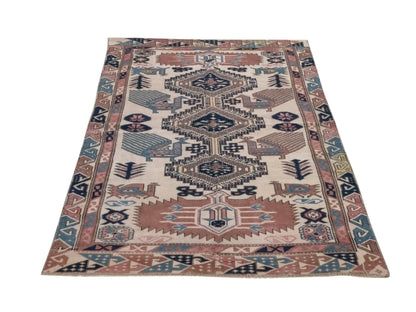 4x6 Oushak Old Handmade Rug , Anatolian Turkish rug , Neutral Vintage rug , Traditional rug , Wool rug , Soft rug , Small rug , 10038