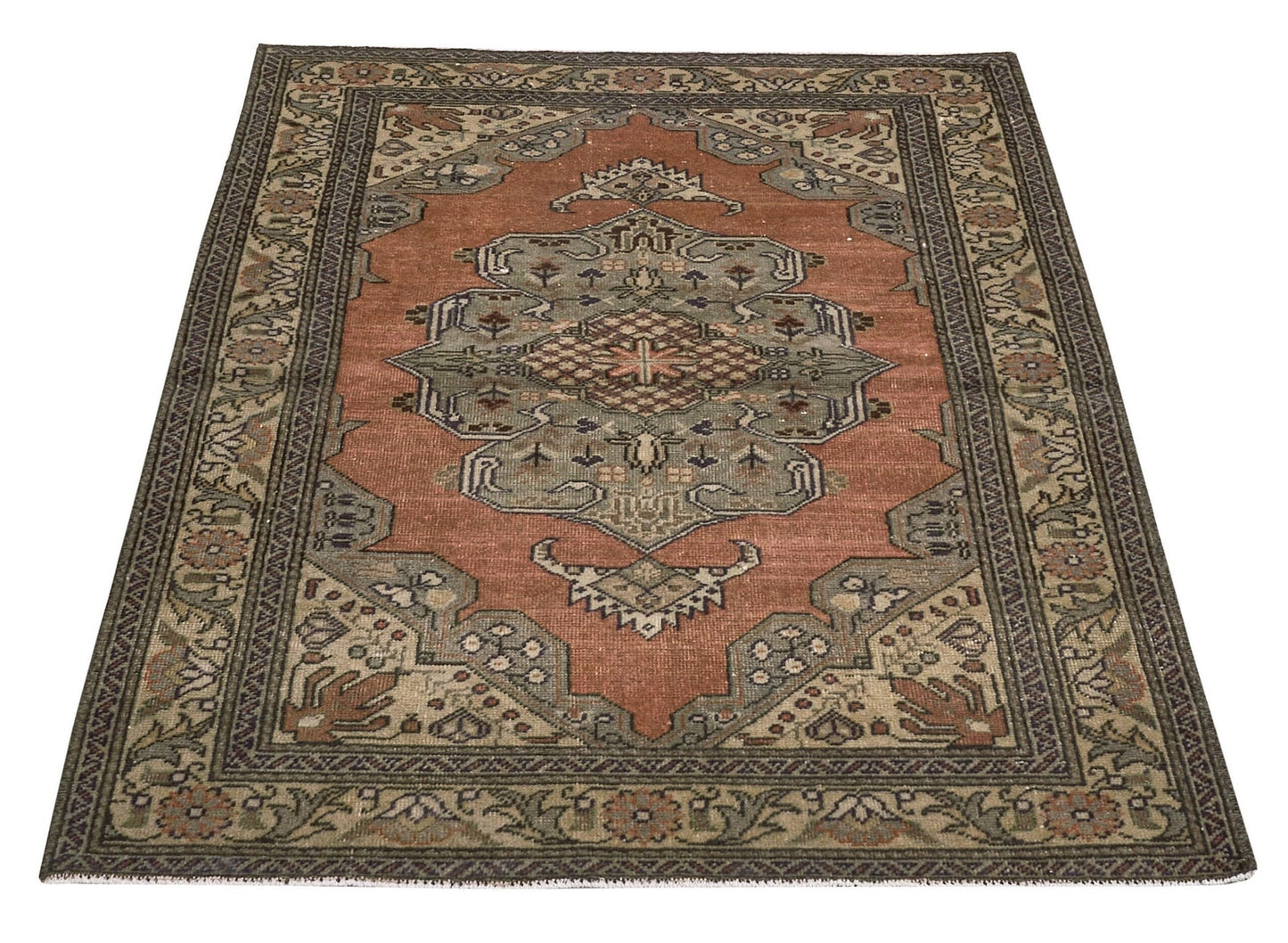 Boho Oushak Rug , Anatolian Handmade Rug , Turkish Old Rug , 3x5 Rug , Antique Area rug,Faded Carpet Rug , Traditional Rug ,Vintage Rug,8631
