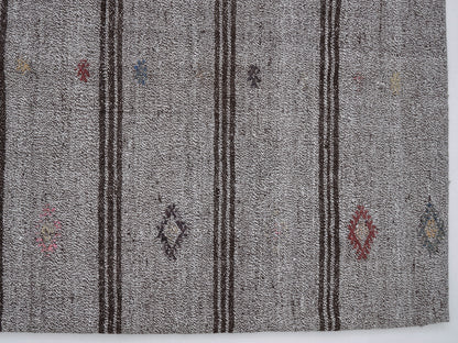 Vintage Handmade Kilim Rug, Turkish Faded Kilim Rug, Area Striped Kilim Rug, Neutral Rug, Gray Rug, Living Room Rug, Kilim Rug 6x7, 12198