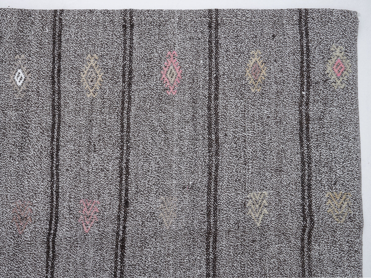 Turkish Handmade Kilim Rug, Vintage Black Striped Kilim Rug, Area Flat Weave Kilim Rug,Neutral Antique Rug, Gray Rug, Kilim Rug 6x7, 12203