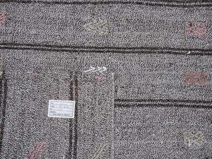 Turkish Handmade Kilim Rug, Vintage Black Striped Kilim Rug, Area Flat Weave Kilim Rug,Neutral Antique Rug, Gray Rug, Kilim Rug 6x7, 12203