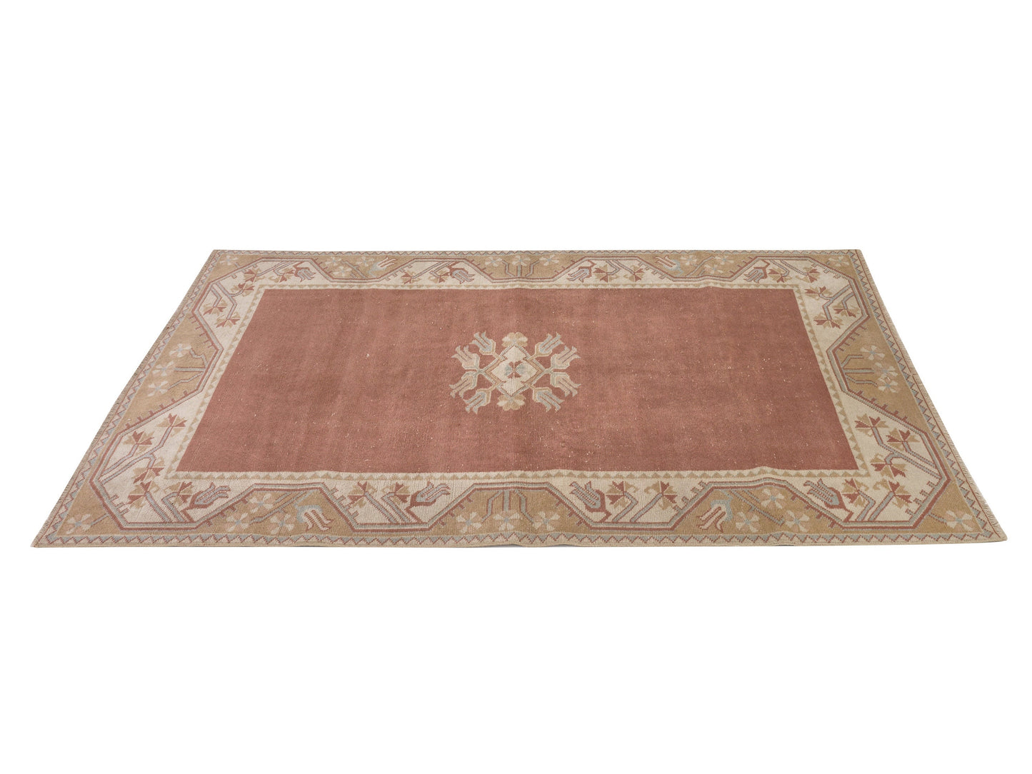 Soft Pink Oushak Rug, Handmade Turkish Rug, Vintage Oushak Rug, Wool Anatolia Rug, Neutral rug, Area Rug, Carpet rug, Bohemian decor, 8900