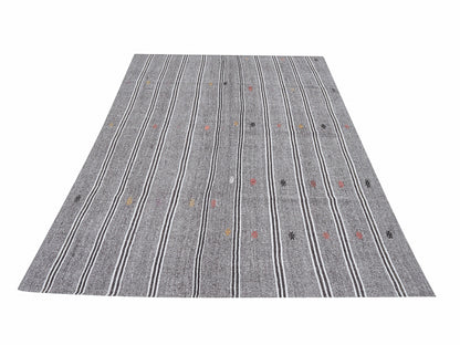 Turkish Vintage Kilim Rug, Handmade Unique Kilim Rug, Area Faded Kilim Rug, Neutral Floor Rug, Gray Rug, Rug Kilim, Kilim Rug 5x9, 12219