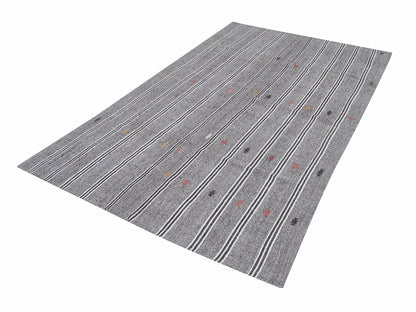 Turkish Vintage Kilim Rug, Handmade Unique Kilim Rug, Area Faded Kilim Rug, Neutral Floor Rug, Gray Rug, Rug Kilim, Kilim Rug 5x9, 12219