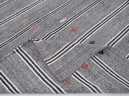 Turkish Vintage Kilim Rug, Handmade Unique Kilim Rug, Area Faded Kilim Rug, Neutral Floor Rug, Gray Rug, Rug Kilim, Kilim Rug 5x9, 12219