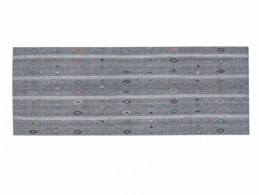 Vintage Handmade Runner Rug, Turkish Runner, Oushak Runner, Kilim Runner, Hallway Runner, Gray Rug, Entryway Rug, Runner Rug 3x9, 12225