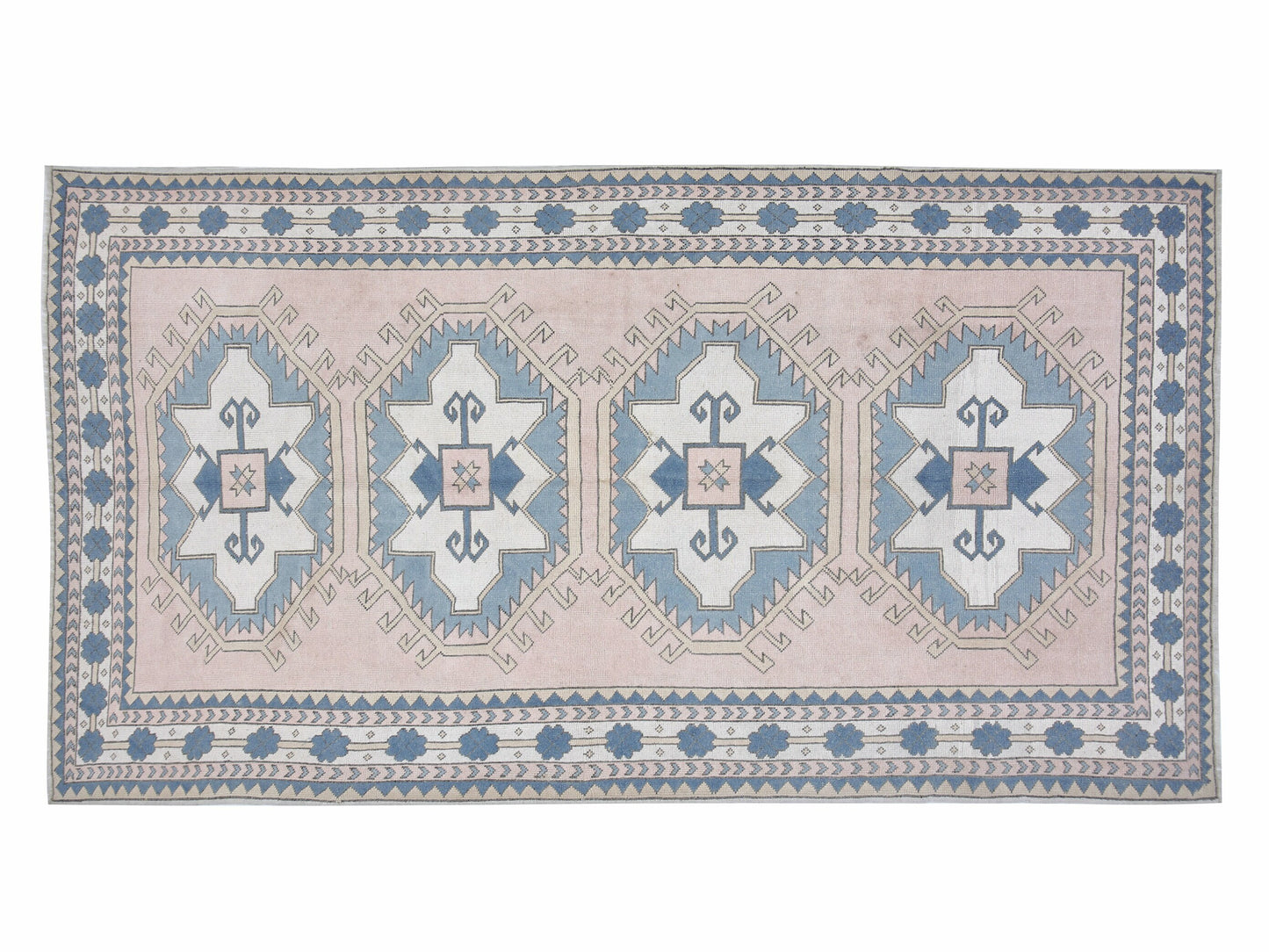 Handmade Area Rug, Turkish Vintage Rug, Oushak Eclectic Rug, Neutral Faded Rug, Bedroom Rug, Vintage Carpet, Bohemian Rug, Rug 7x11, 12517