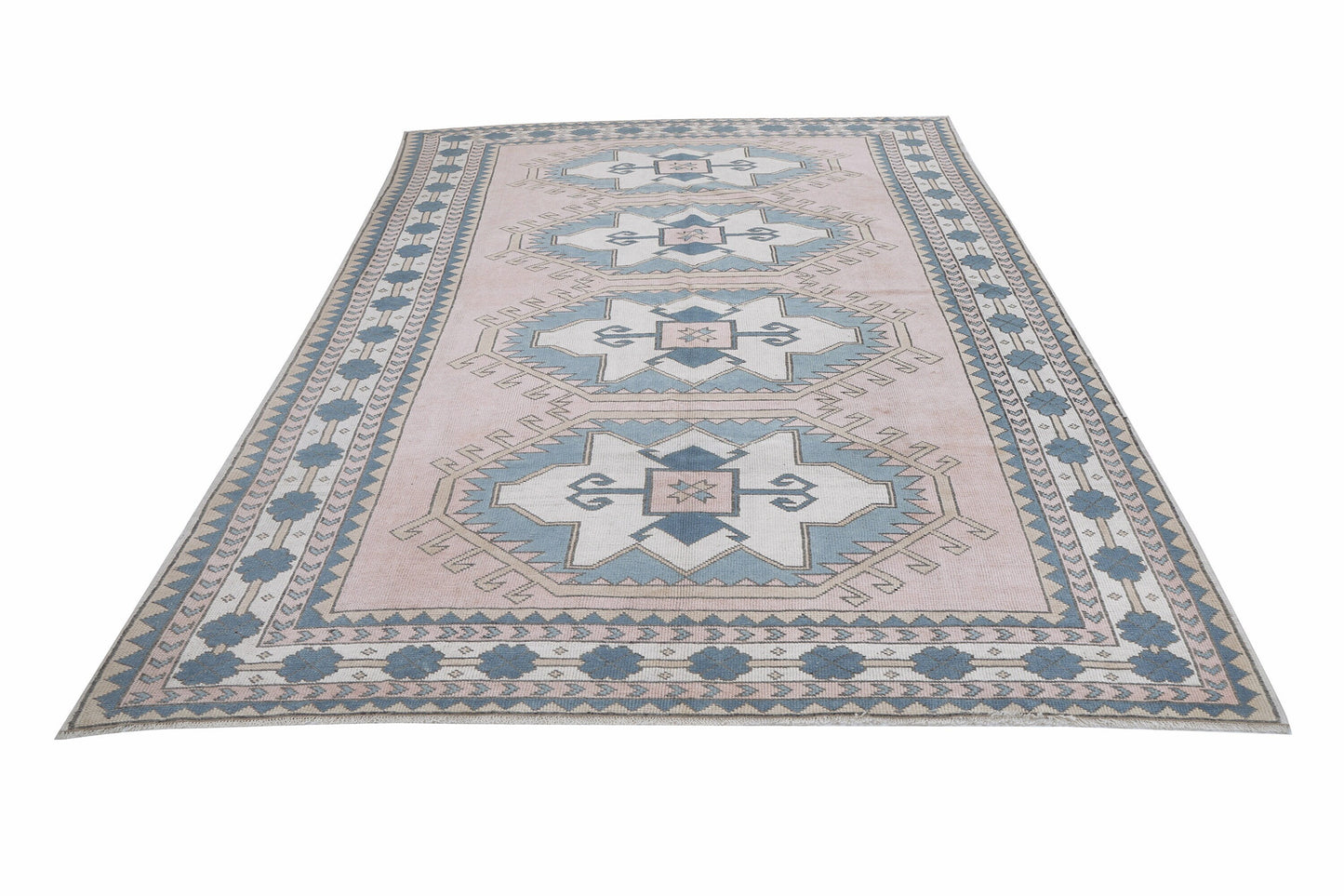 Handmade Area Rug, Turkish Vintage Rug, Oushak Eclectic Rug, Neutral Faded Rug, Bedroom Rug, Vintage Carpet, Bohemian Rug, Rug 7x11, 12517