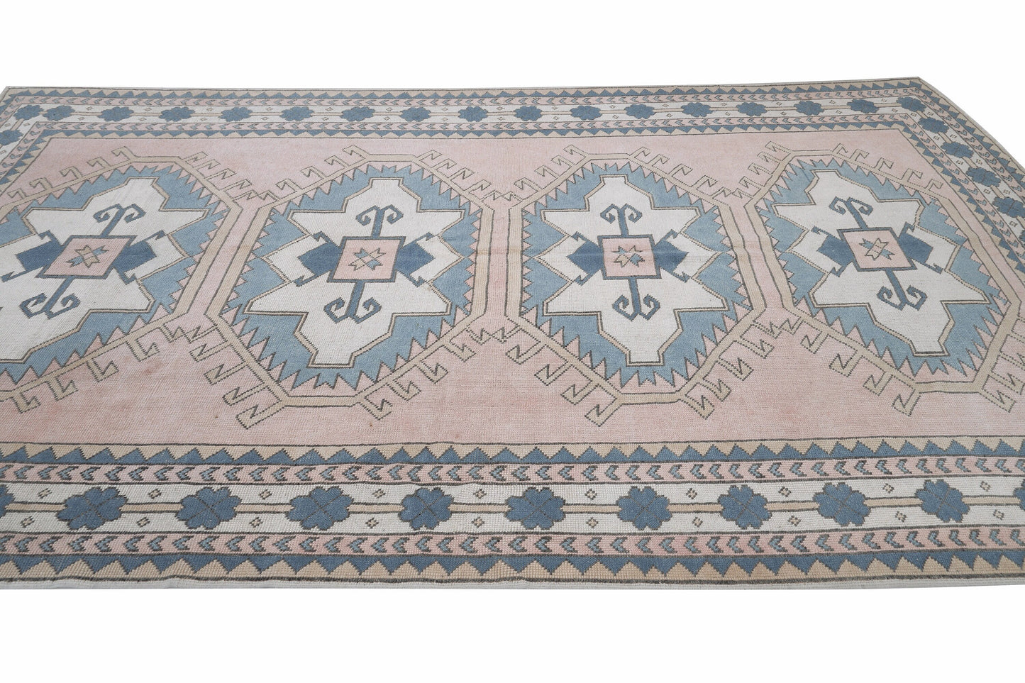 Handmade Area Rug, Turkish Vintage Rug, Oushak Eclectic Rug, Neutral Faded Rug, Bedroom Rug, Vintage Carpet, Bohemian Rug, Rug 7x11, 12517