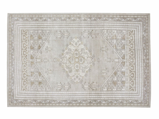 Turkish Handmade Area Rug, Vintage Oushak Rug, Bedroom Rug, Neutral Floor Rug, Scandinavian Rug, Rug 7x9, Vintage Carpet, Turkey Rug, 12485