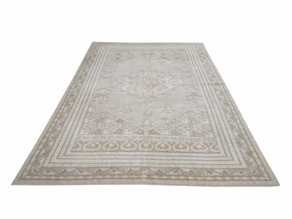 Turkish Handmade Area Rug, Vintage Oushak Rug, Bedroom Rug, Neutral Floor Rug, Scandinavian Rug, Rug 7x9, Vintage Carpet, Turkey Rug, 12485