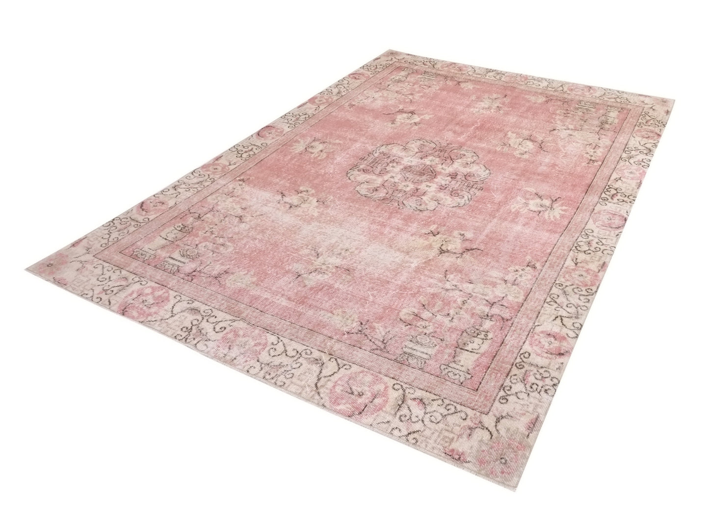 Turkish Oushak Rug 7x10, Large Vintage Pink Carpet Rug, Handmade Rug, Neutral Area rug, Farmhouse Rug, Unique rug, Area rug, 10283