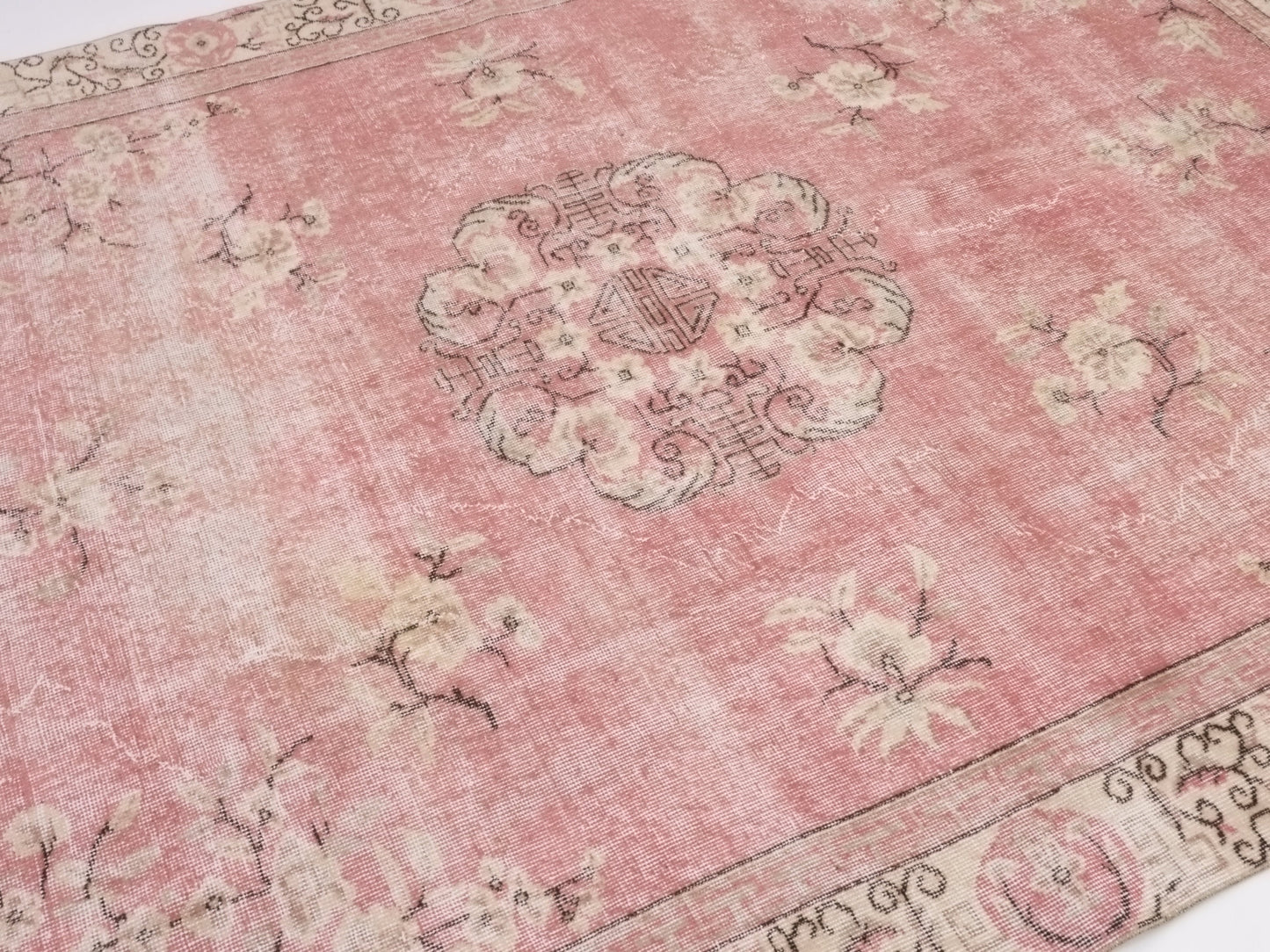 Turkish Oushak Rug 7x10, Large Vintage Pink Carpet Rug, Handmade Rug, Neutral Area rug, Farmhouse Rug, Unique rug, Area rug, 10283