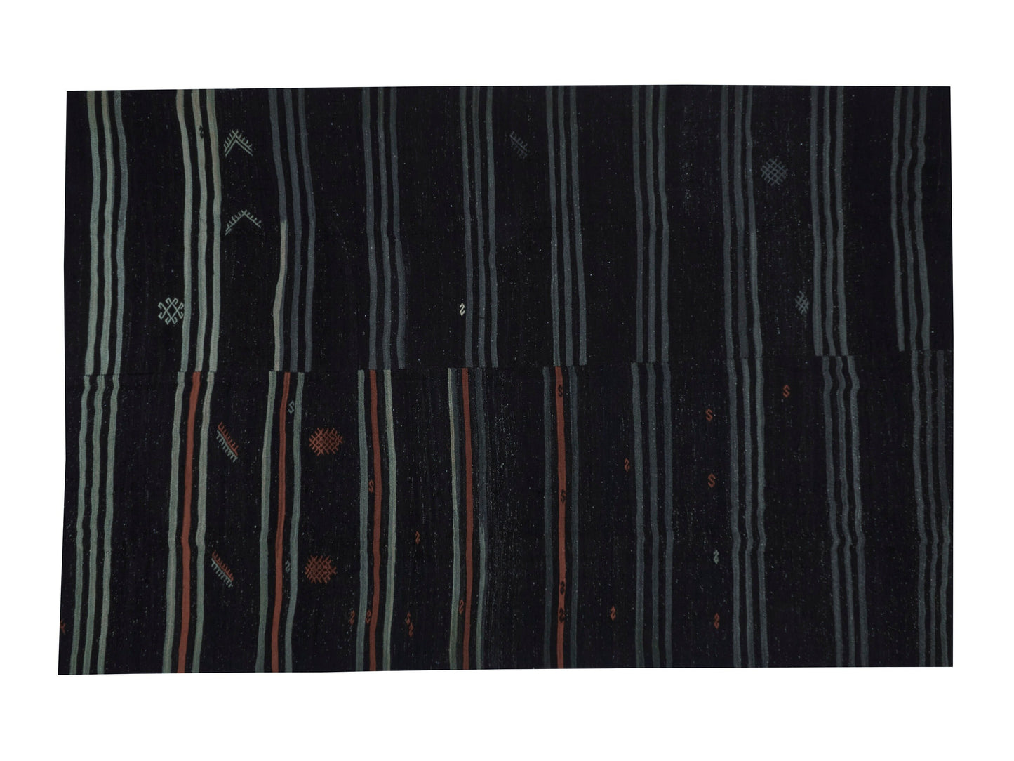 Handmade Kilim Rug, Turkish Kilim, Large Black Rug, Farmhouse Decor, Vintage Rug, Oversize Kilim Rug, Goat Hair Rug, Rug Kilim 9x13, 11496