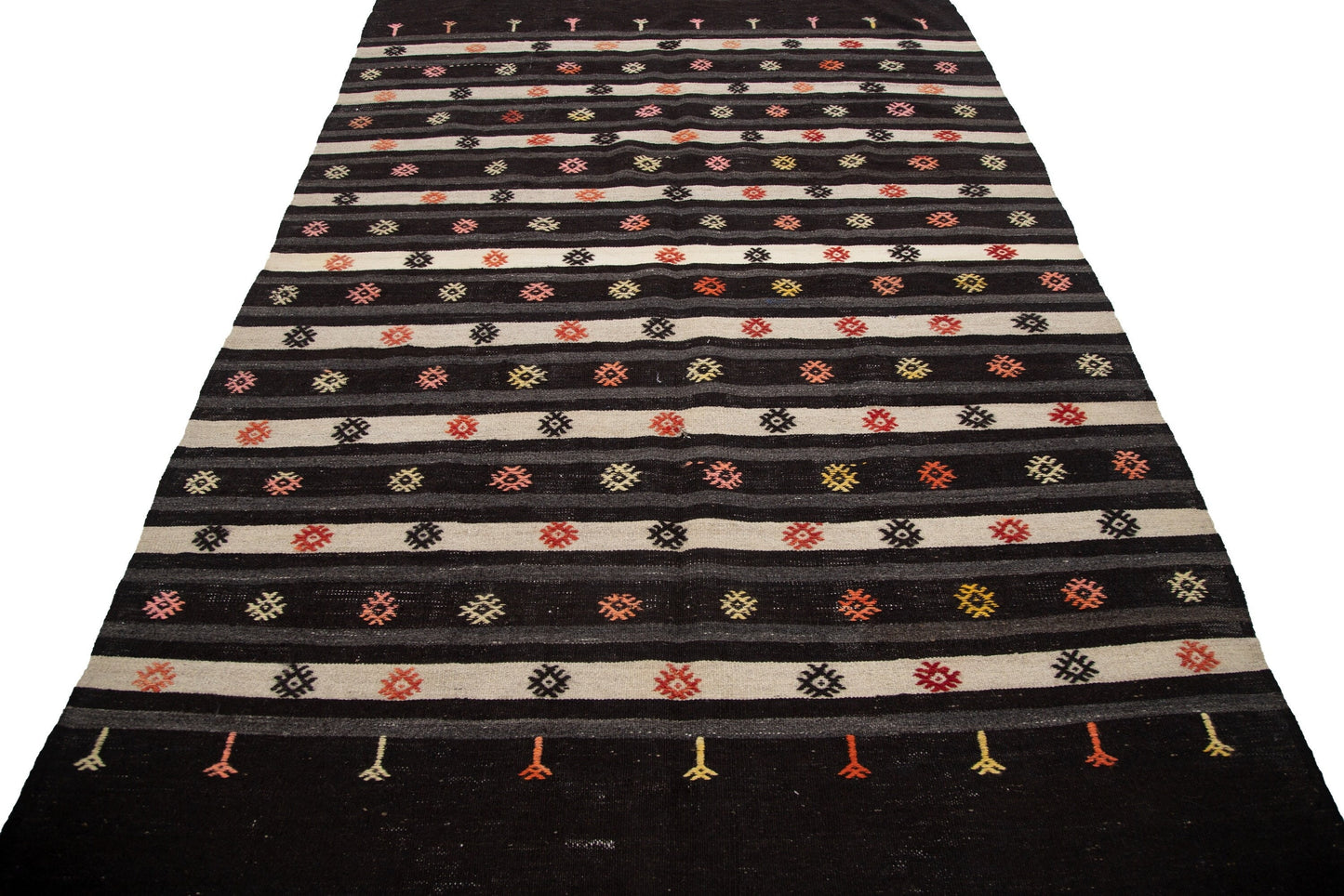 Narrow Organic Wool Kilim rug, 6x10 Handmade Brown Vintage Rug Kilim, Turkish Kilim rug ,Primitive Entryway Rug ,7601