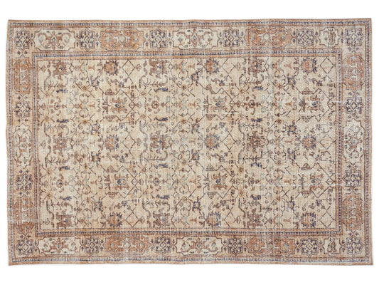 Turkish Handmade Rug, Vintage Faded Rug, Area Muted Rug, Oushak Unique Rug,Neutral Floor Rug, Scandinavian Rug, Rug 7x10, Bedroom Rug, 10349