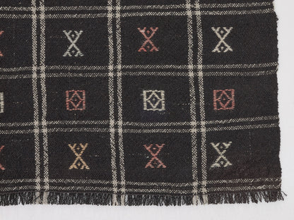 Turkish Kilim, Vintage Kilim, Kilim Rug 5x8, Handmade Rustic Black Kilim Rug, Area Old Kilim Rug, Turkish Kilim Rug, Kid Room Rug, 11166