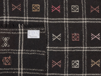 Turkish Kilim, Vintage Kilim, Kilim Rug 5x8, Handmade Rustic Black Kilim Rug, Area Old Kilim Rug, Turkish Kilim Rug, Kid Room Rug, 11166