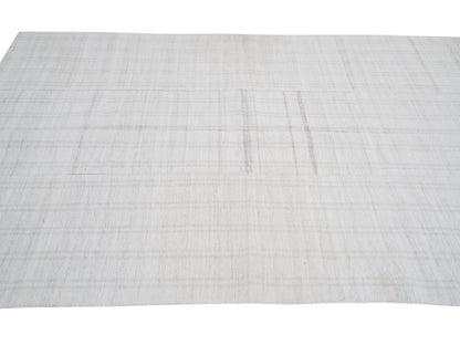 White Turkish Kilim Rug, Vintage Flat Weave Striped Kilim Rug, Handmade Scandinavian Kilim Rug, Neutral Muted Kilim Rug, Kilim Rug 6x9, 9912