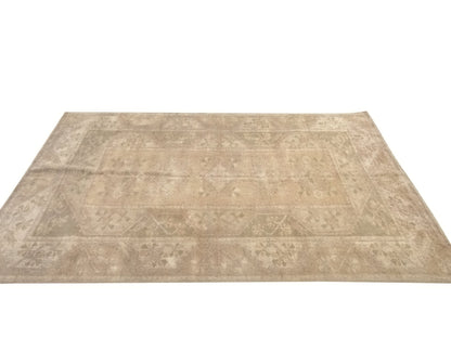 5x8 Beige Anatolian Vintage rug , Oushak Handwoven Old Rug , 5x8 Turkish Faded rug , Area rug ,Unique rug, Neutral rug, 8698