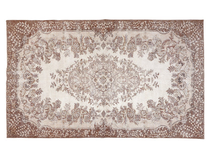 Vintage Handmade Rug, Primitive Rustic Rug, Turkish Rug, Oushak Antique Rug, Neutral Faded Rug, Living Room Rug, Area Rug, Rug 5x9, 10404