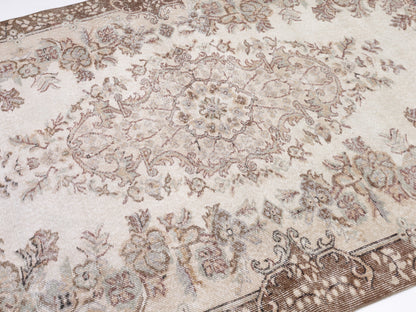 Vintage Handmade Rug, Primitive Rustic Rug, Turkish Rug, Oushak Antique Rug, Neutral Faded Rug, Living Room Rug, Area Rug, Rug 5x9, 10404