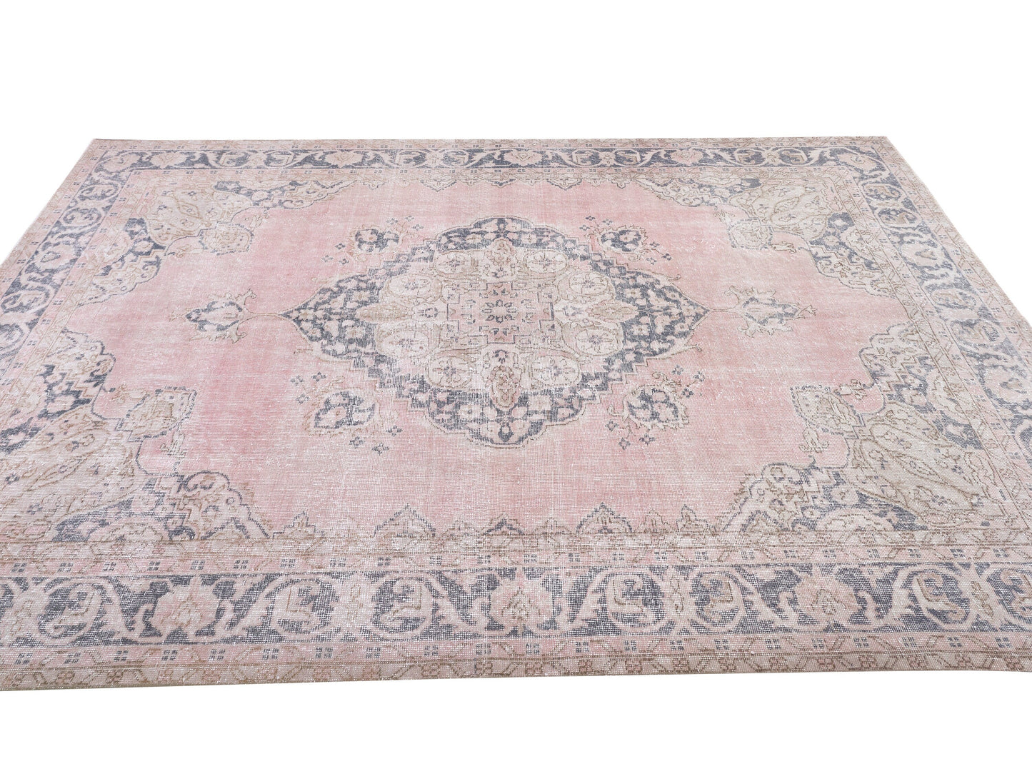 Bohemian Rug, Vintage Oushak Unique Rug, Turkish Handmade Eclectic Rug, Neutral Area Floor Rug, Bedroom Rug, Rug 7x10, Turkey Rug, 10421