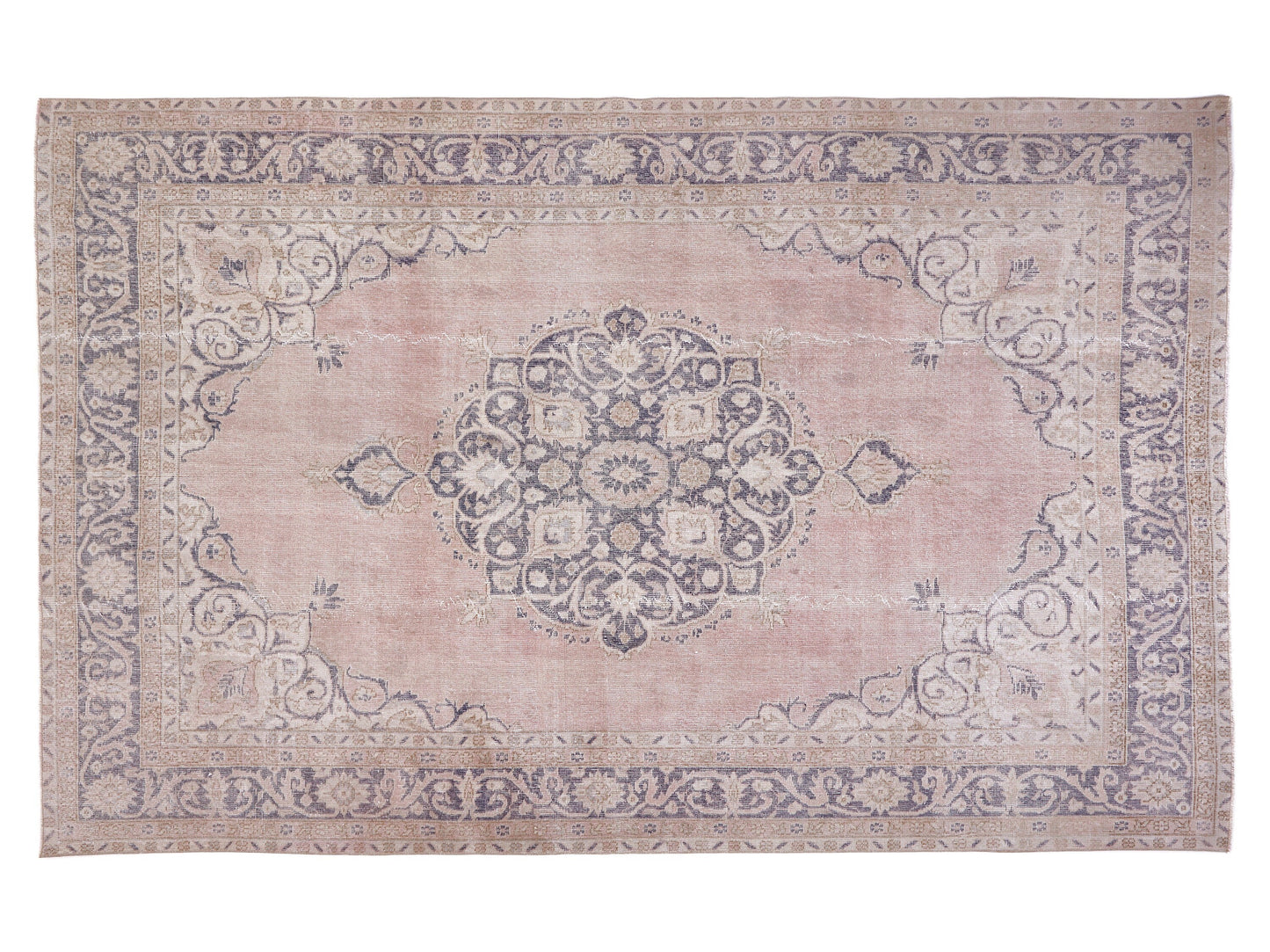 Oushak Rug, Handmade Anatolia Eclectic Rug, Turkish Vintage Bohemian Rug, Neutral Traditional Rug, Kid Room Rug, Rug 7x10, Turkey Rug, 10449